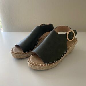 Olive green espadrille wedges